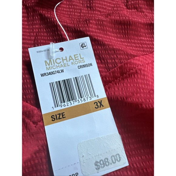 Michael Kors Women's Plus Size Cold-Shoulder Chain Strap Blouse Top Red 3X - Picture 5 of 5